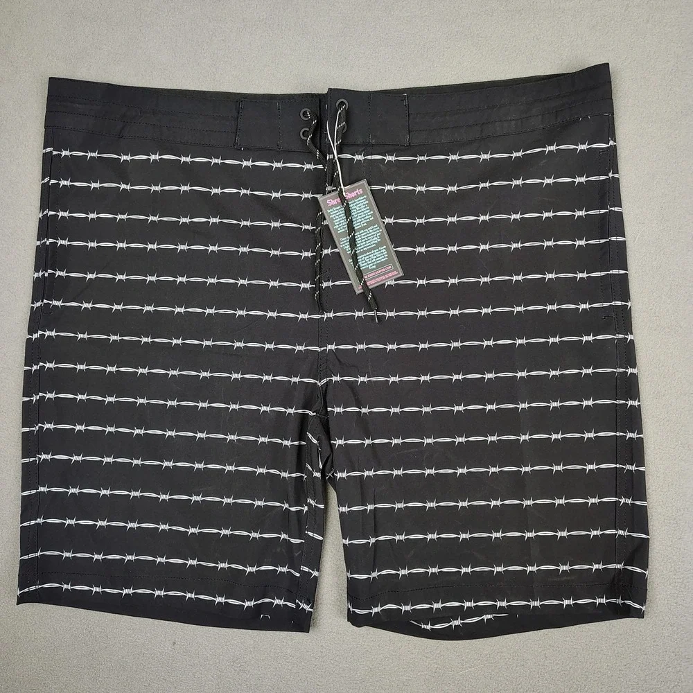 Rebel Reaper Board Shorts Swim Trunks Men 2XL Black Barb Wire Tattoo 8